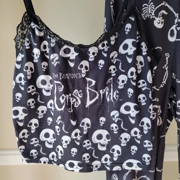 SHEIN Tim Burton's Corpse Bride Small Tank Top & Flare Pants 2 Peice Set - Picture 3 of 7